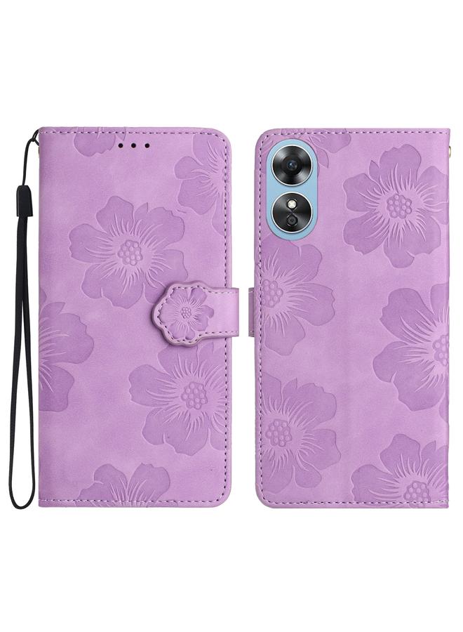 اس-توب جراب هاتف OPPO A17 من الجلد بنقشة زهور - Image 1