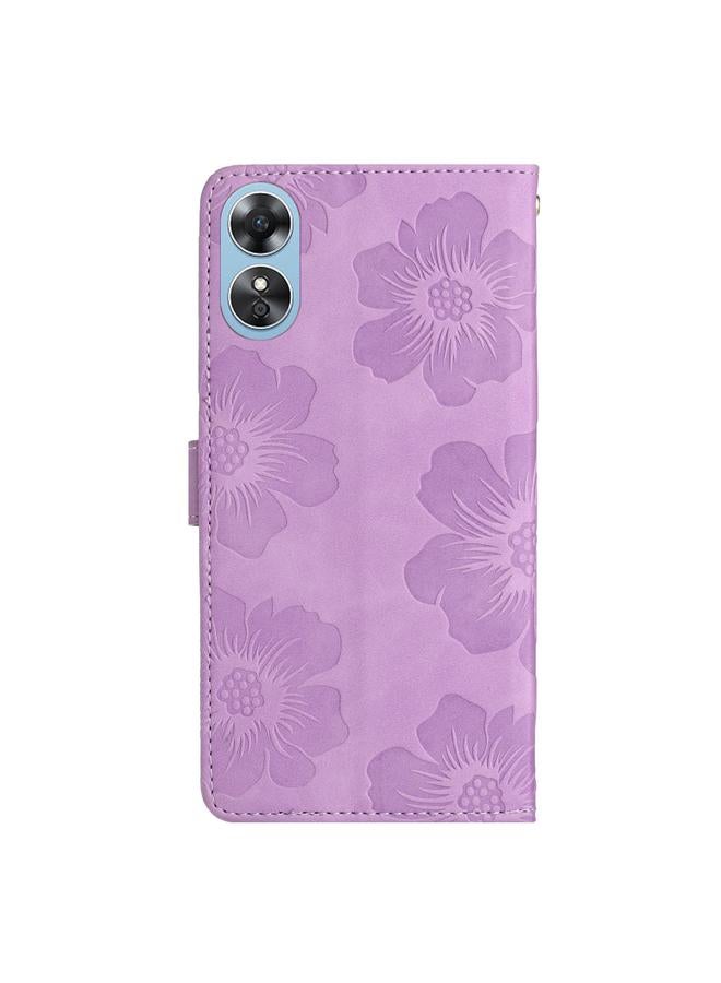 اس-توب جراب هاتف OPPO A17 من الجلد بنقشة زهور - Image 3