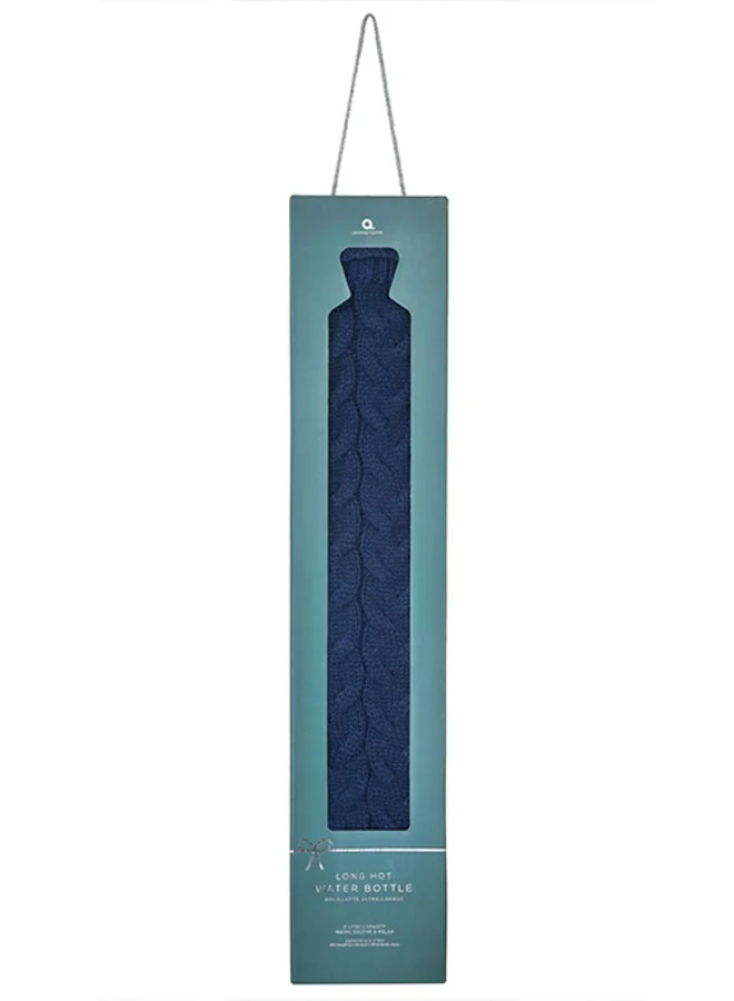 Navy Cable Knit - Long Hot Water Bottle -