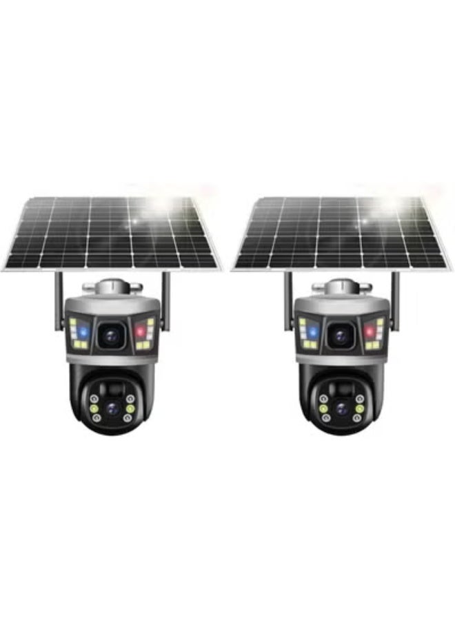 ELTRAZONE 2 Pcs 8MP Dual Lens CCTV Cameras for Home – 360° Outdoor Solar-Powered Security Cameras with 4G SIM Internet, V380 Pro App Control, Full-Color Night Vision, PIR + AI Human Detection, Two-Way Audio, 64GB SD Cards, Weatherproof IP Cameras for Villa, Garden, Office, and Home Surveillance in UAE - Image 1