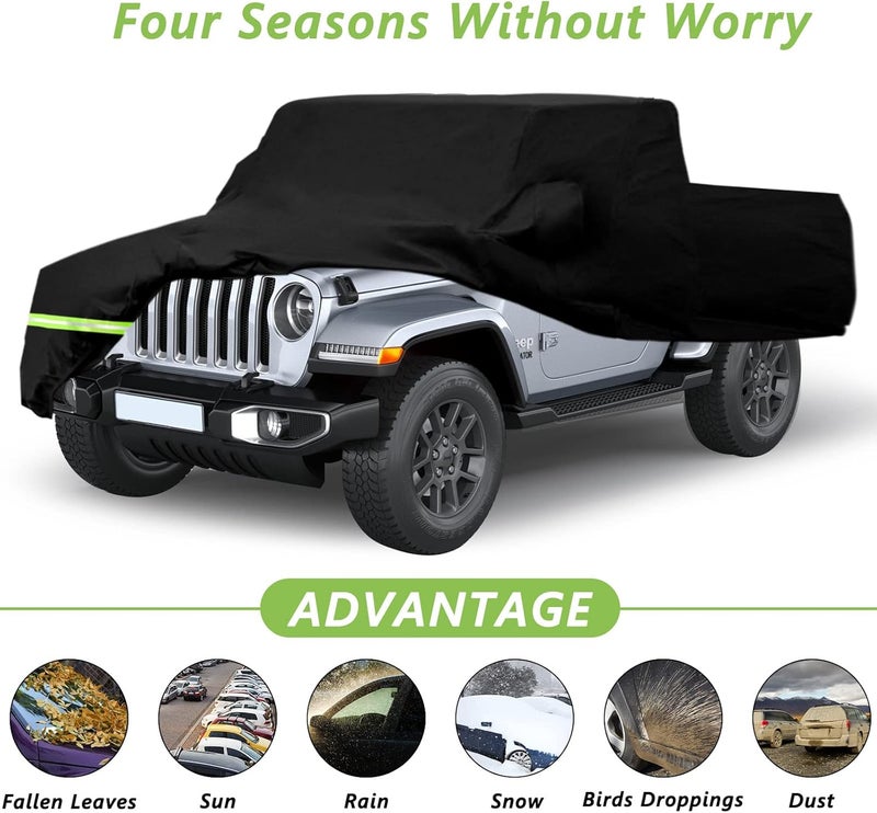 YIXIN Waterproof Car Cover for Jeep Gladiator 2020-2024 - Custom Fit, 100% Waterproof, Windproof with Double Door Zipper - Image 3