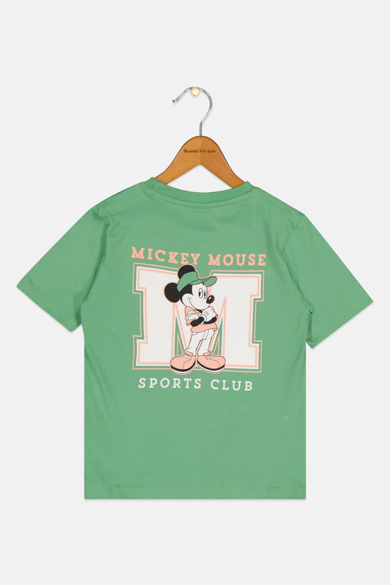 Disney x Mickey And Friends Kids Boy Crew Neck Graphic Print T-Shirt, Green - Image 3