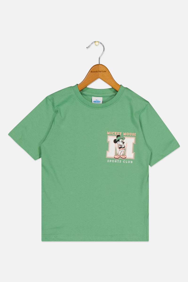 Disney x Mickey And Friends Kids Boy Crew Neck Graphic Print T-Shirt, Green - Image 2