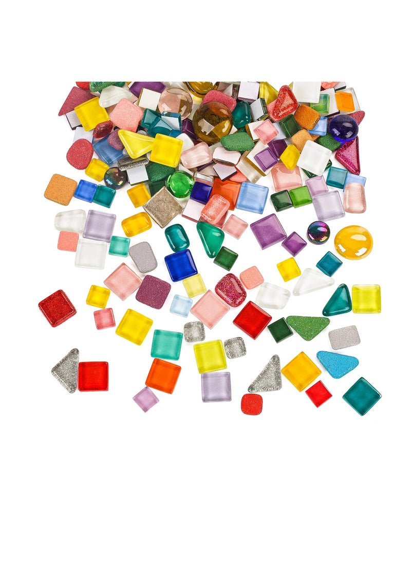 Excefore Mosaic Tiles Bulk, 250g Colorful Small Glass Pieces, Irregular Tiles Mosaic Glass, Glass Mosaic Tiles, Stained Glass Pieces for DIY Picture Home Mosaic Decoration  - Image 1