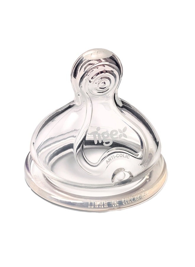 TIGEX عبوة من 2 حلمات سيليكون لرضاعة الأطفال ذات العنق العريض