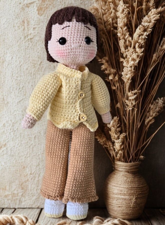 Fatio Handmade Cotton Crochet Girl Doll with Hat & Scarf – Soft Amigurumi Toy for Kids & Baby Gifts - Image 4