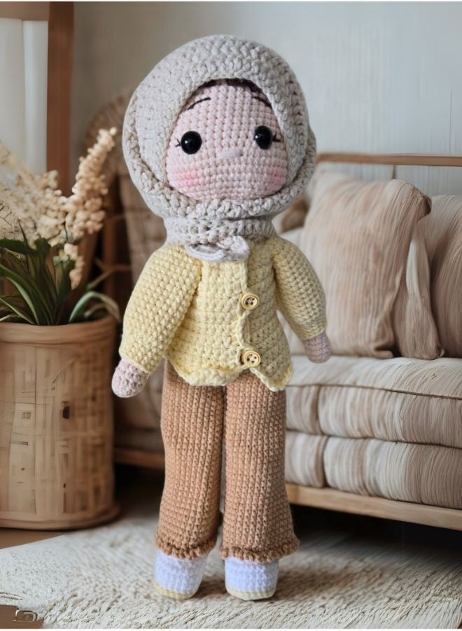 Fatio Handmade Cotton Crochet Girl Doll with Hat & Scarf – Soft Amigurumi Toy for Kids & Baby Gifts - Image 2