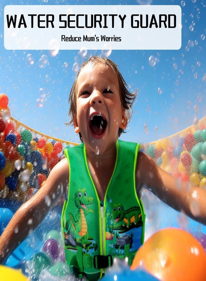 Jurmickey Toddler Swim Vest, Kids Swim Vest for Toddlers, Toddler Floaties 20-60 lbs with Adjustable Safety Strap, S-XL for 2-9 Years Old Boys and Girls(Little Dinosaur/S) - Image 3