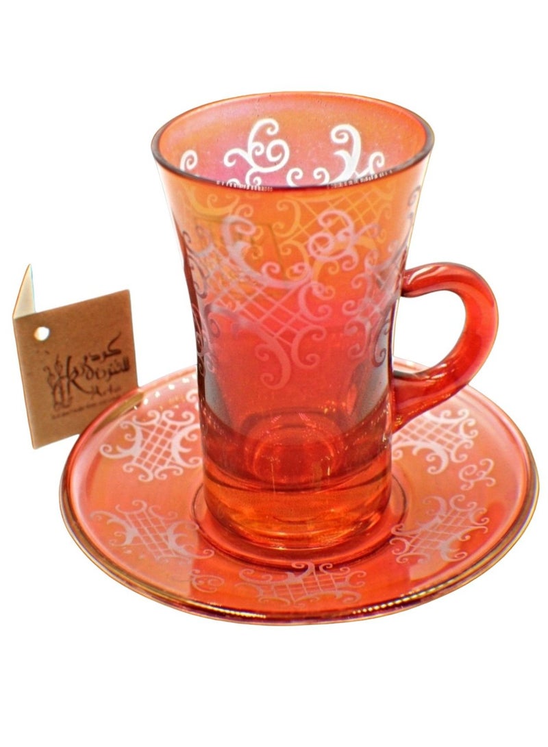 كودو آرتس طقم فناجين شاي مع صحن زجاج 6 قطع - Image 3