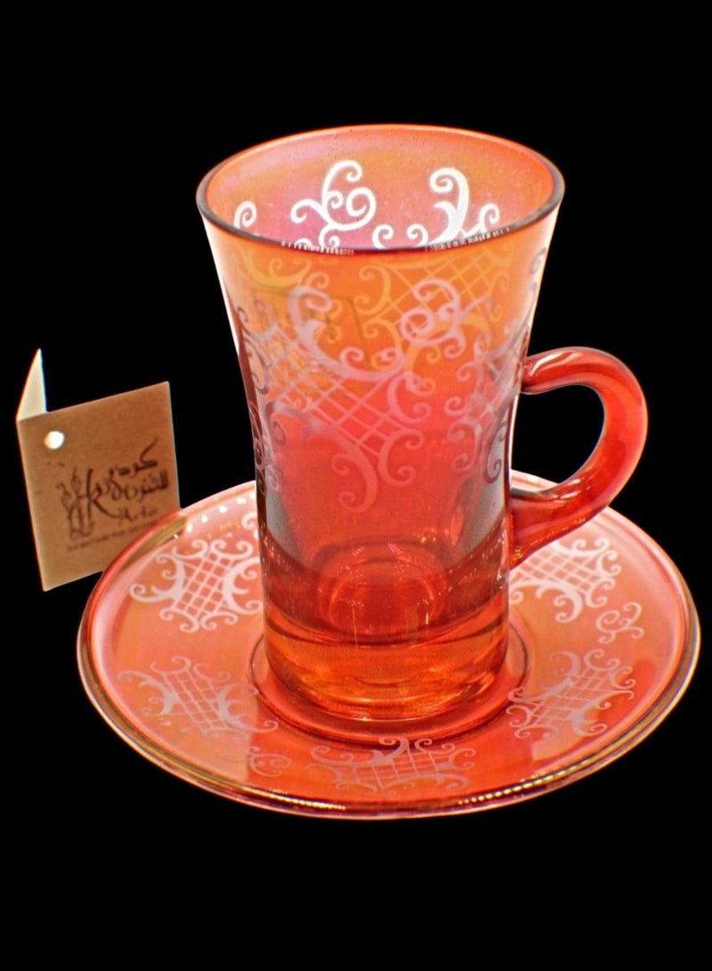 كودو آرتس طقم فناجين شاي مع صحن زجاج 6 قطع - Image 2