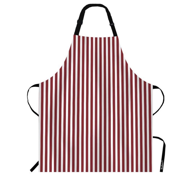 Beabes Red Vertical Stripe Pattern Kitchen Apron Simple Endless Retro White Red Lines Cooking Bib Apron For Chef Restaurant Home Cleaning Serving Painting 27"" X 31"" - Image 1