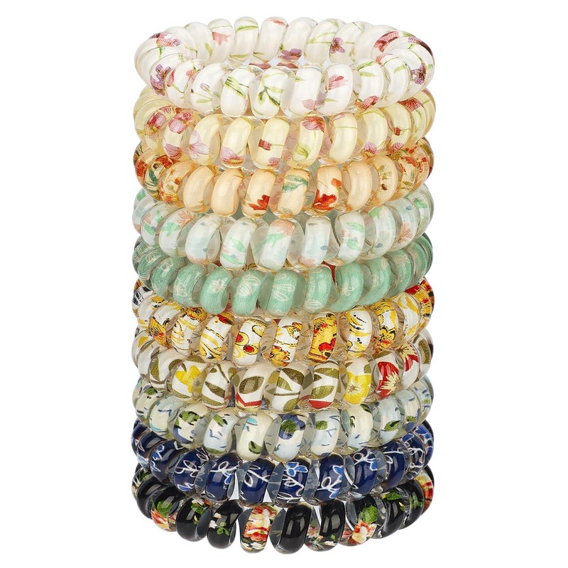 JessLab JessLab Spiral Hair Ties for Ladies, 10-Pack Elastic Hair Ties, Cute Plastic Coil Hair Ties, No-Damage Hair Accessory for Women and Children with Thick or Thinning Hair, Mix Color 2 