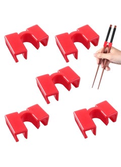 Vitacelli Chopstick Helpers 10 Pieces Reusable Chopstick Helpers Training Chopsticks BPA Free POM Fon-Toxic Non-Slippery for Many Age, Beginner, Trainers or Learner, Left or Right Hand RED  - Image 1