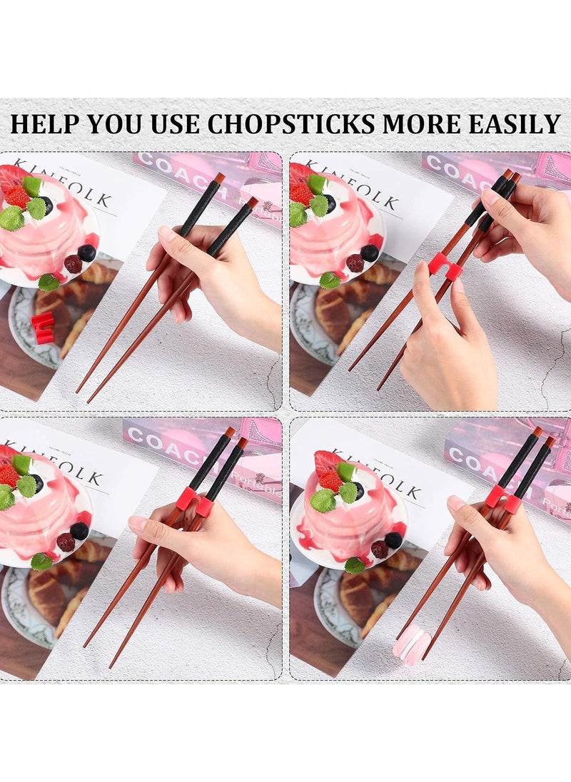 Chopstick Helpers 10 Pieces Reusable Chopstick Helpers Training Chopsticks BPA Free POM Fon-Toxic Non-Slippery for Many Age, Beginner, Trainers or Learner, Left or Right Hand RED