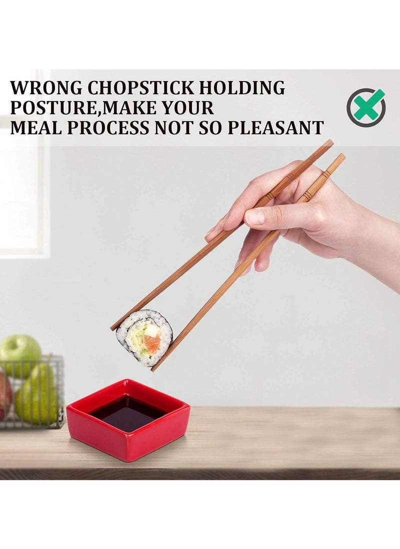 Chopstick Helpers 10 Pieces Reusable Chopstick Helpers Training Chopsticks BPA Free POM Fon-Toxic Non-Slippery for Many Age, Beginner, Trainers or Learner, Left or Right Hand RED