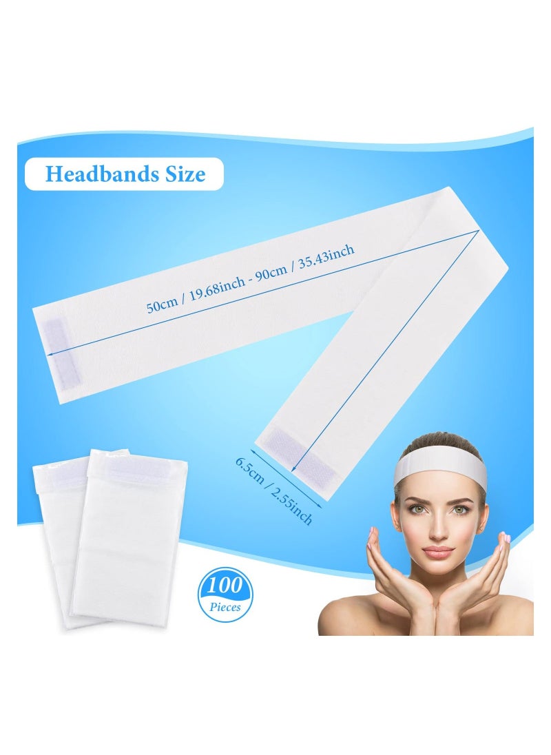 Y&D Facial Headbands, 50PCS Disposable Spa Headband Wrap with Adjustable Magic Tape, Stretch Non-Woven Bandeau, Soft Skin Care Essential Convenient Closure  - Image 2