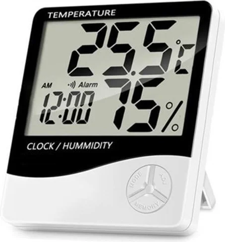 5 دي ام Alarm Humidity Meter Thermometer with LCD Screen Clock Display that Can Measure Indoor and Outdoor Temperature