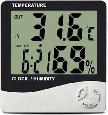 5 دي ام Alarm Humidity Meter Thermometer with LCD Screen Clock Display that Can Measure Indoor and Outdoor Temperature