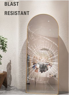 fashionhome Modern Full Length Mirror Standing Hanging or Leaning Against Wall Floor Mirror Dressing Mirror Wall-Mounted Mirror Aluminum Alloy Thin Frame Silver 60x165cm Oval Top Rounded Corner  - Image 5