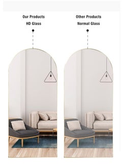fashionhome Modern Full Length Mirror Standing Hanging or Leaning Against Wall Floor Mirror Dressing Mirror Wall-Mounted Mirror Aluminum Alloy Thin Frame Silver 60x165cm Oval Top Rounded Corner  - Image 4