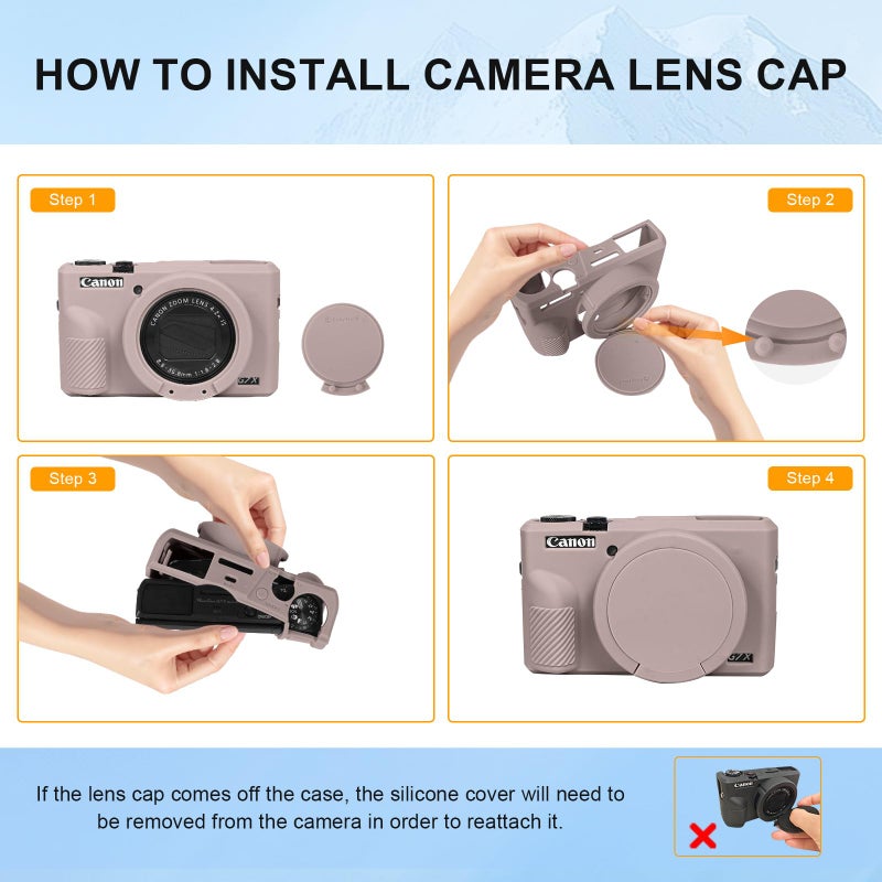 Easy Hood Case for Canon Powershot G7 X Mark III Digital Camera, Soft Silicone Protective Cover with Removable Lens Cover for Canon Powershot G7X Mark III DSLR Camera (Tiffany Pink) - Image 4