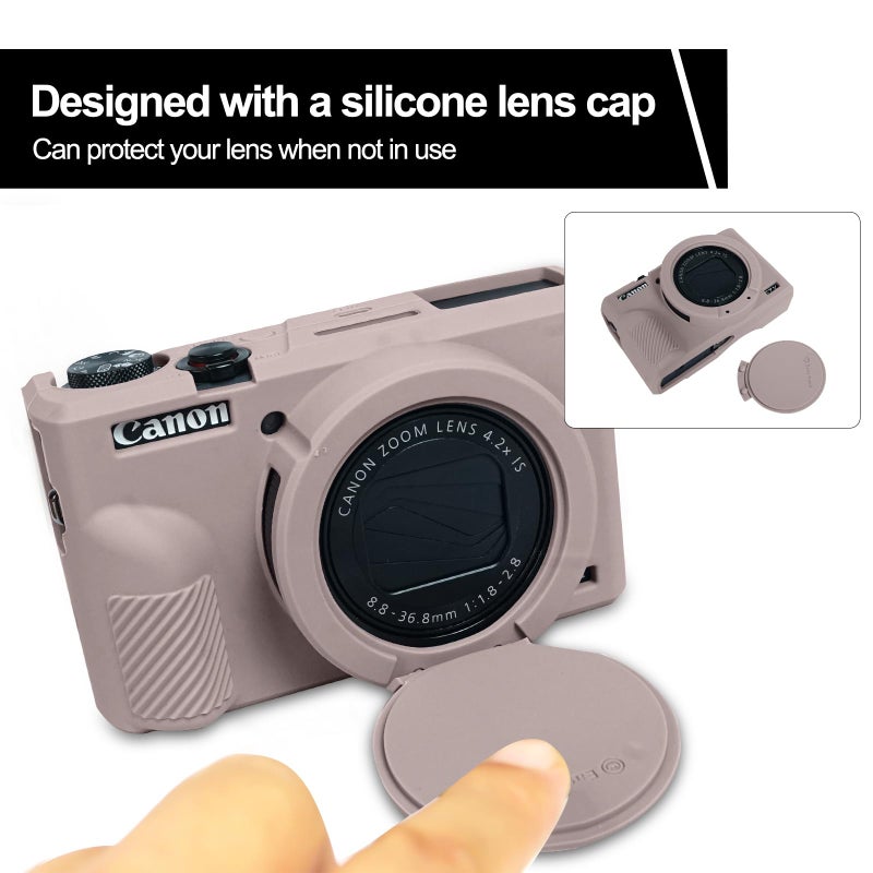 Easy Hood Case for Canon Powershot G7 X Mark III Digital Camera, Soft Silicone Protective Cover with Removable Lens Cover for Canon Powershot G7X Mark III DSLR Camera (Tiffany Pink) - Image 3