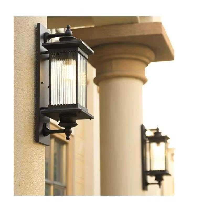 blissbells Vintage Wall Mounted Lantern, Glass Panel Sconce Light, Coffee Color Metal Finish - Image 4