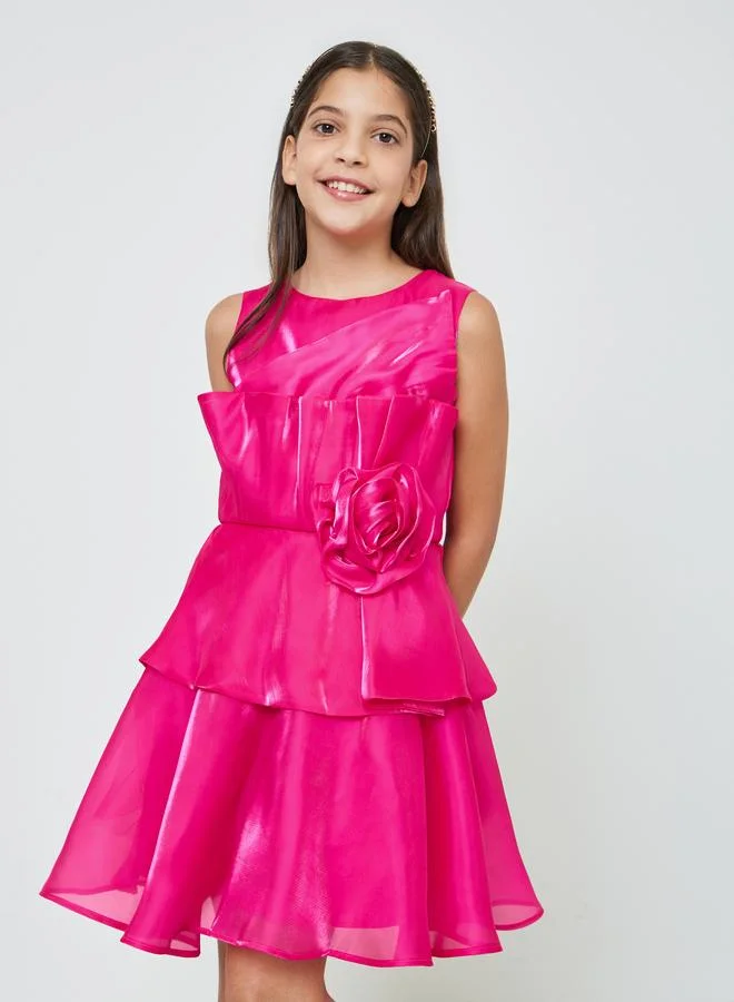تايك تو Girls Pink A-Line Knee-Length Dress