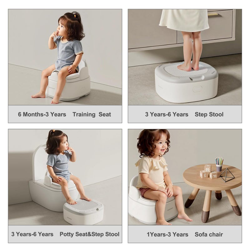 Bebamour مقعد تدريب الأطفال على استخدام المرحاض Bebamour 3 في 1 متعدد الوظائف مقعد مرحاض قابل للفصل مع خطوة للأطفال مقعد تدريب غير قابل للانزلاق مع 100 كيس قمامة للأطفال الصغار (رمادي) - Image 4