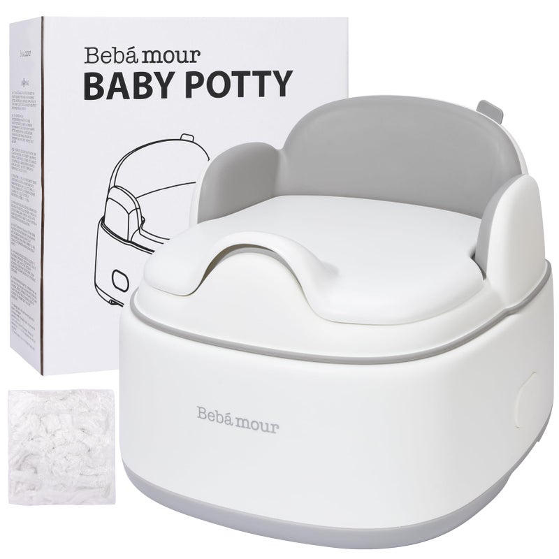Bebamour مقعد تدريب الأطفال على استخدام المرحاض Bebamour 3 في 1 متعدد الوظائف مقعد مرحاض قابل للفصل مع خطوة للأطفال مقعد تدريب غير قابل للانزلاق مع 100 كيس قمامة للأطفال الصغار (رمادي) - Image 1