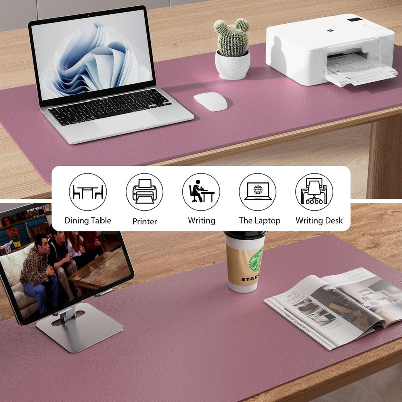 Aothia Leather Desk Pad Protector, Mouse Pad, Office Desk Mat, Non-Slip PU Leather Desk Blotter, Laptop Desk Pad, Waterproof Desk Writing Pad for Office and Home (48"x17", Dark Pink) - Image 5