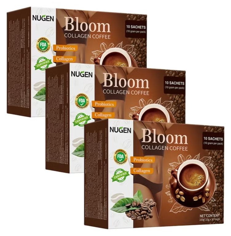 نوجن 3 عبوات بلوم الكولاجين قهوة 100٪ عضوية وجلوتاثيون ، قهوة إنقاص الوزن قهوة إنقاص الوزن قهوة الجلوتاثيون كولاجين التخلص من السموم قهوة الكولاجين الممتازة - Image 1