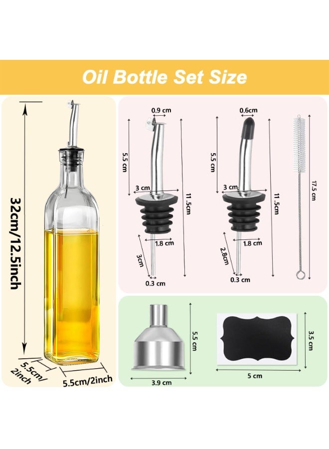 JAYATO 2 PCS 17oz/500ML Olive Oil Dispenser Bottle for Kitchen, Premium Oil and Vinegar Cruet, Oil and Vinegar Dispenser Set with Pourers, Funnel - Image 3