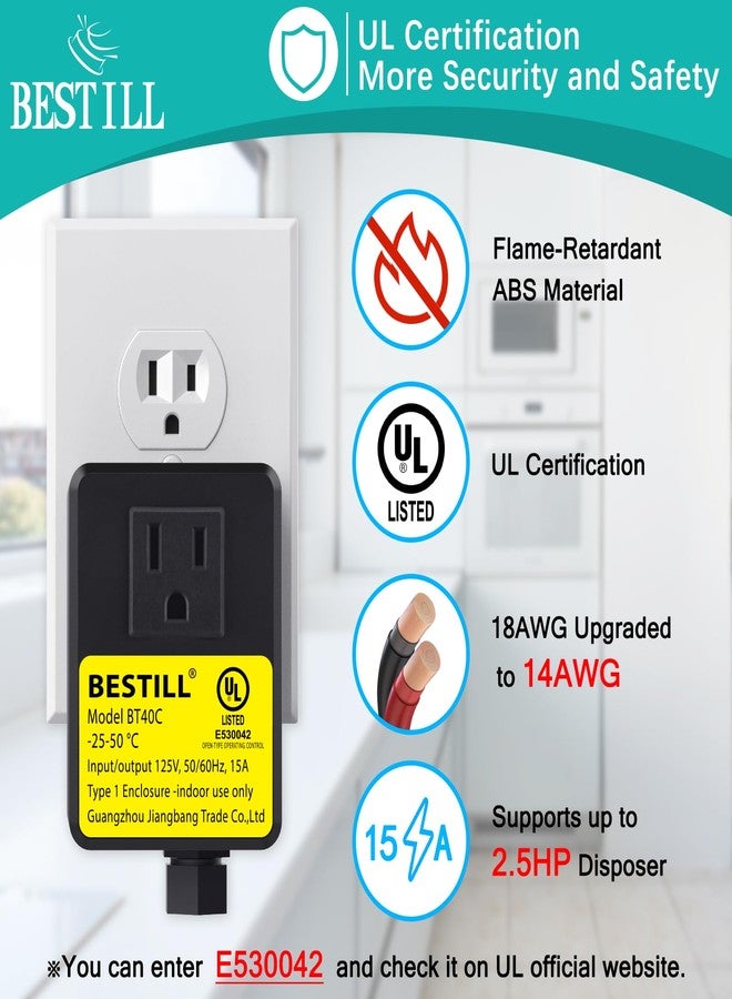 BESTILL Garbage Disposal Air Switch Kit - UL Listed, Fingerprint-Resistant Long Push Button for Waste Disposer, Cordless Sink Top Switch Button with Brass Cover, Matte Gold(2024 New Upgraded) - Image 4