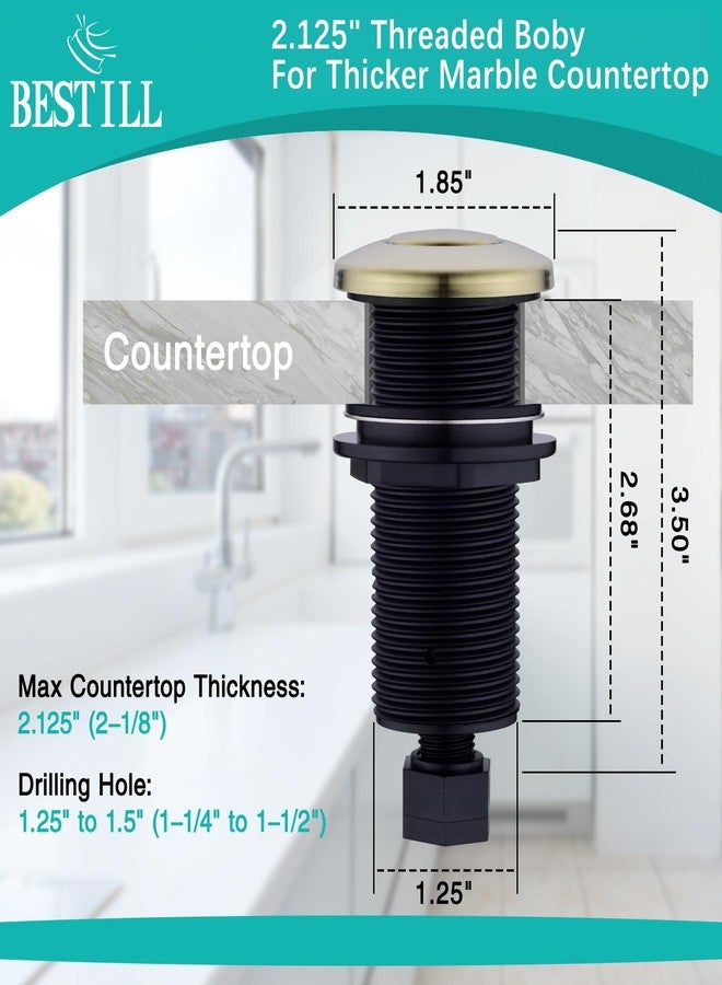 BESTILL Garbage Disposal Air Switch Kit - UL Listed, Fingerprint-Resistant Long Push Button for Waste Disposer, Cordless Sink Top Switch Button with Brass Cover, Matte Gold(2024 New Upgraded) - Image 5