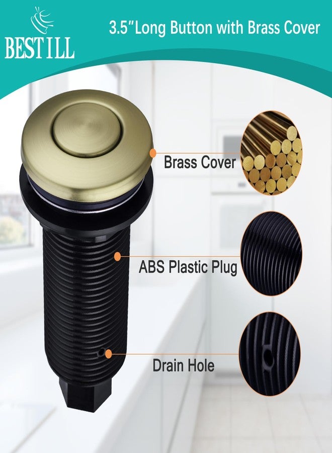 BESTILL Garbage Disposal Air Switch Kit - UL Listed, Fingerprint-Resistant Long Push Button for Waste Disposer, Cordless Sink Top Switch Button with Brass Cover, Matte Gold(2024 New Upgraded) - Image 3