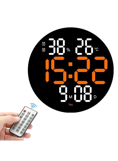 ساعة حائط رقمية مع شاشة LED جهاز تحكم عن بعد 10 مستويات سطوع قابل للتعديل منبه رقمي مع درجة حرارة تقويم تاريخ 12/24 ساعة رقمية شاشة عرض كبيرة 10.0 بوصة