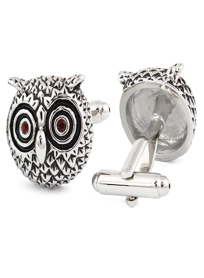Peluche Witty Owl Enamel and Crystal Cufflinks for Men - Image 3