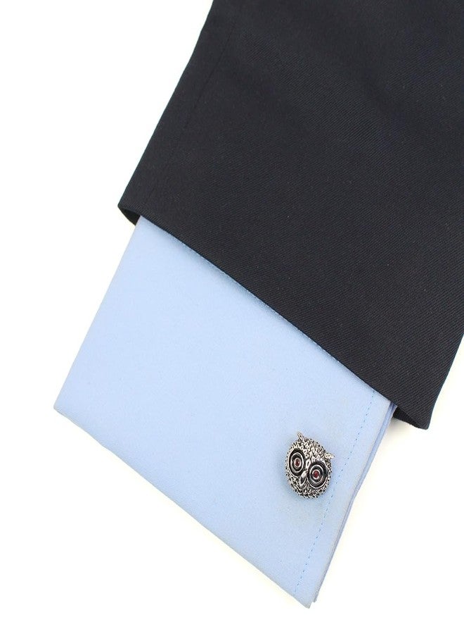 Peluche Witty Owl Enamel and Crystal Cufflinks for Men - Image 4