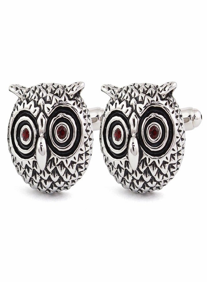 Peluche Witty Owl Enamel and Crystal Cufflinks for Men - Image 1