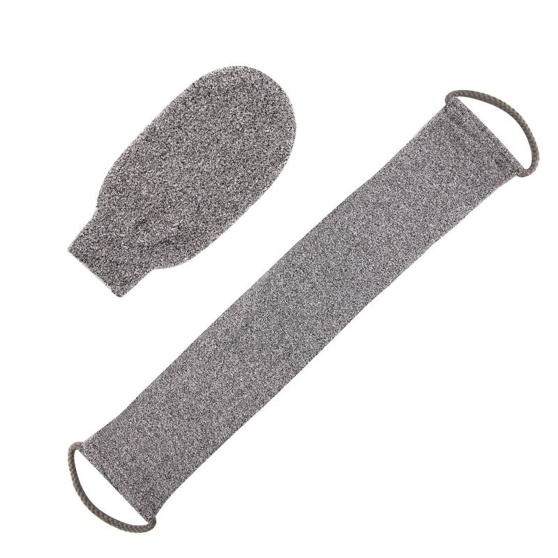 Gray Bath Towel Bamboo Fiber Bath Towel Women's Bath Strip Men's Back-pulling Corneous Bath Towel Gloves Set(Gray bamboo fiber rubbing towel gloves 1 set) - Image 1