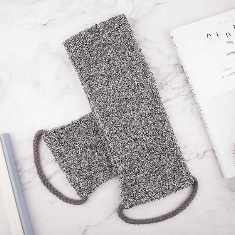 Gray Bath Towel Bamboo Fiber Bath Towel Women's Bath Strip Men's Back-pulling Corneous Bath Towel Gloves Set(Gray bamboo fiber rubbing towel gloves 1 set) - Image 4