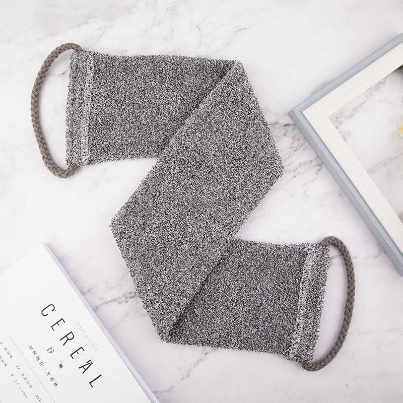 Gray Bath Towel Bamboo Fiber Bath Towel Women's Bath Strip Men's Back-pulling Corneous Bath Towel Gloves Set(Gray bamboo fiber rubbing towel gloves 1 set) - Image 2