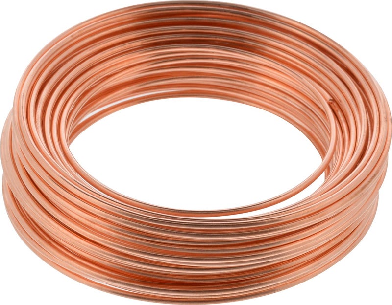Hillman Bare Copper Wire Rope 18 Gauge Polished Hobby Cable Wire, 25', Corrosion Resistant, Holds 14 lbs, Ideal for Crafts & DIY, Copper | 35263 - Image 1