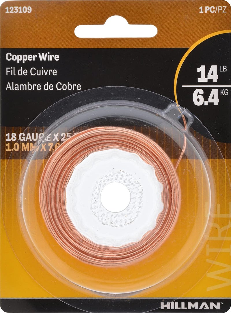 Hillman Bare Copper Wire Rope 18 Gauge Polished Hobby Cable Wire, 25', Corrosion Resistant, Holds 14 lbs, Ideal for Crafts & DIY, Copper | 35263 - Image 2