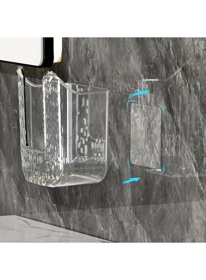 Transparent Grey Wall Mounted Tissue Box No Drill Wet Wipe Dispenser For Bathroom Kitchen - Image 5