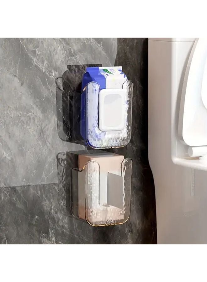 Transparent Grey Wall Mounted Tissue Box No Drill Wet Wipe Dispenser For Bathroom Kitchen - Image 2