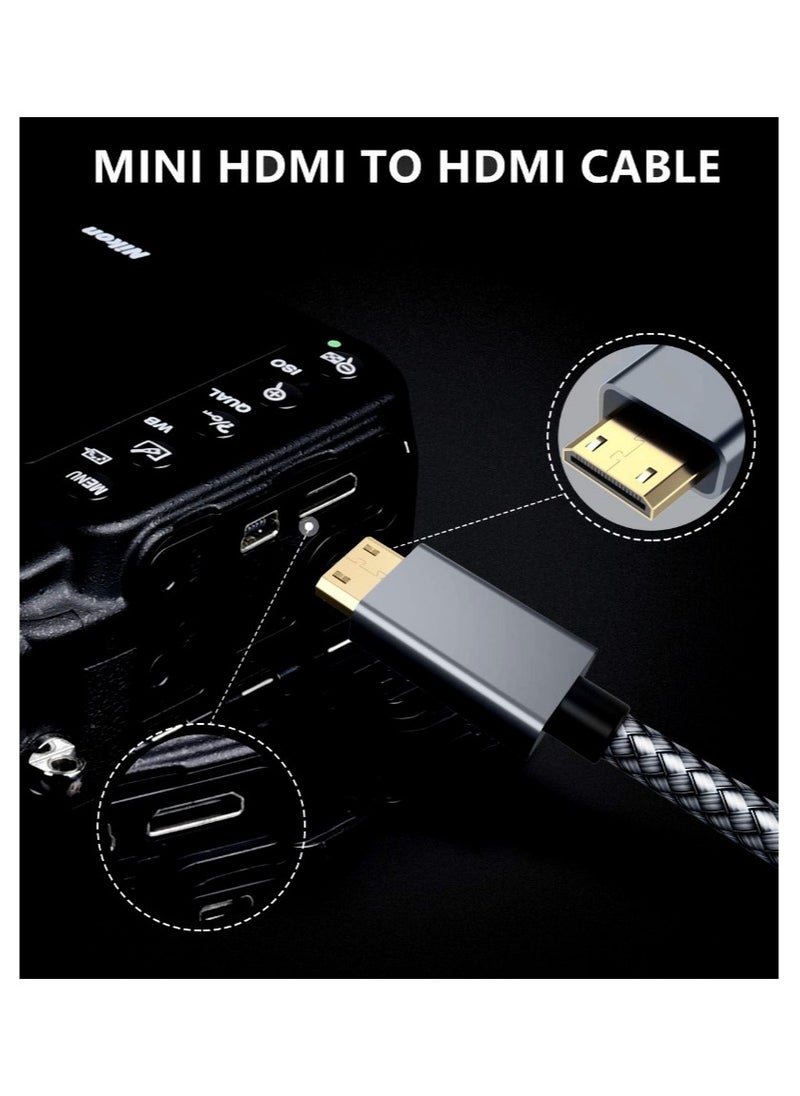 MOWSIL Mini HDMI to HDMI Braided Cable 2Mtr, High Speed 4K 60Hz HDMI Adapter Male to Male, Compatible with Camera, Camcorder, Laptops, Graphics Card, HDTV, Tablet, EOS RP/EOS 7D Mark II/XA40, 3FT  - Image 2