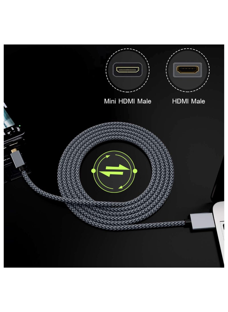 MOWSIL Mini HDMI to HDMI Braided Cable 2Mtr, High Speed 4K 60Hz HDMI Adapter Male to Male, Compatible with Camera, Camcorder, Laptops, Graphics Card, HDTV, Tablet, EOS RP/EOS 7D Mark II/XA40, 3FT  - Image 3