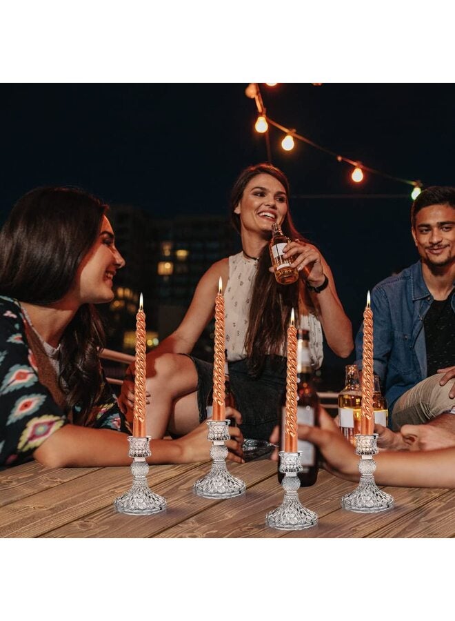 Glass Candle Holder Set of 6, Clear Candlestick Holder & Taper Candle Holder for Wedding Party Table, Spring Decor, Anniversary, Dining Room Table, Valentine's Day, (Clear)-B-6Pcs - Image 5
